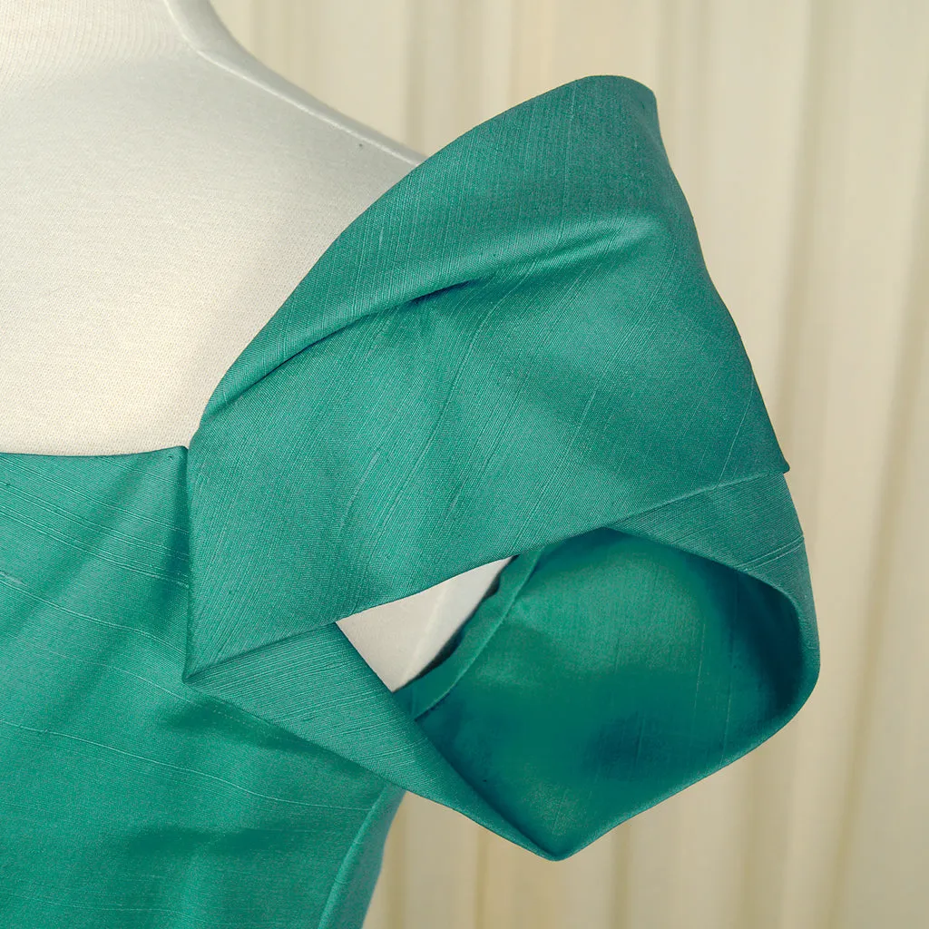 1950s Sexy Teal Wiggle Dress