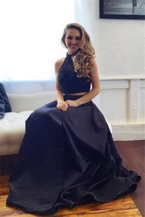 2 pieces Prom Dress,Black prom dresses,Long prom dress,evening Dress,prom gown SVD305