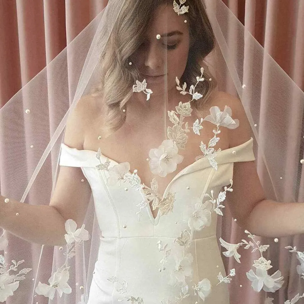 3D Flower Bridal Veil