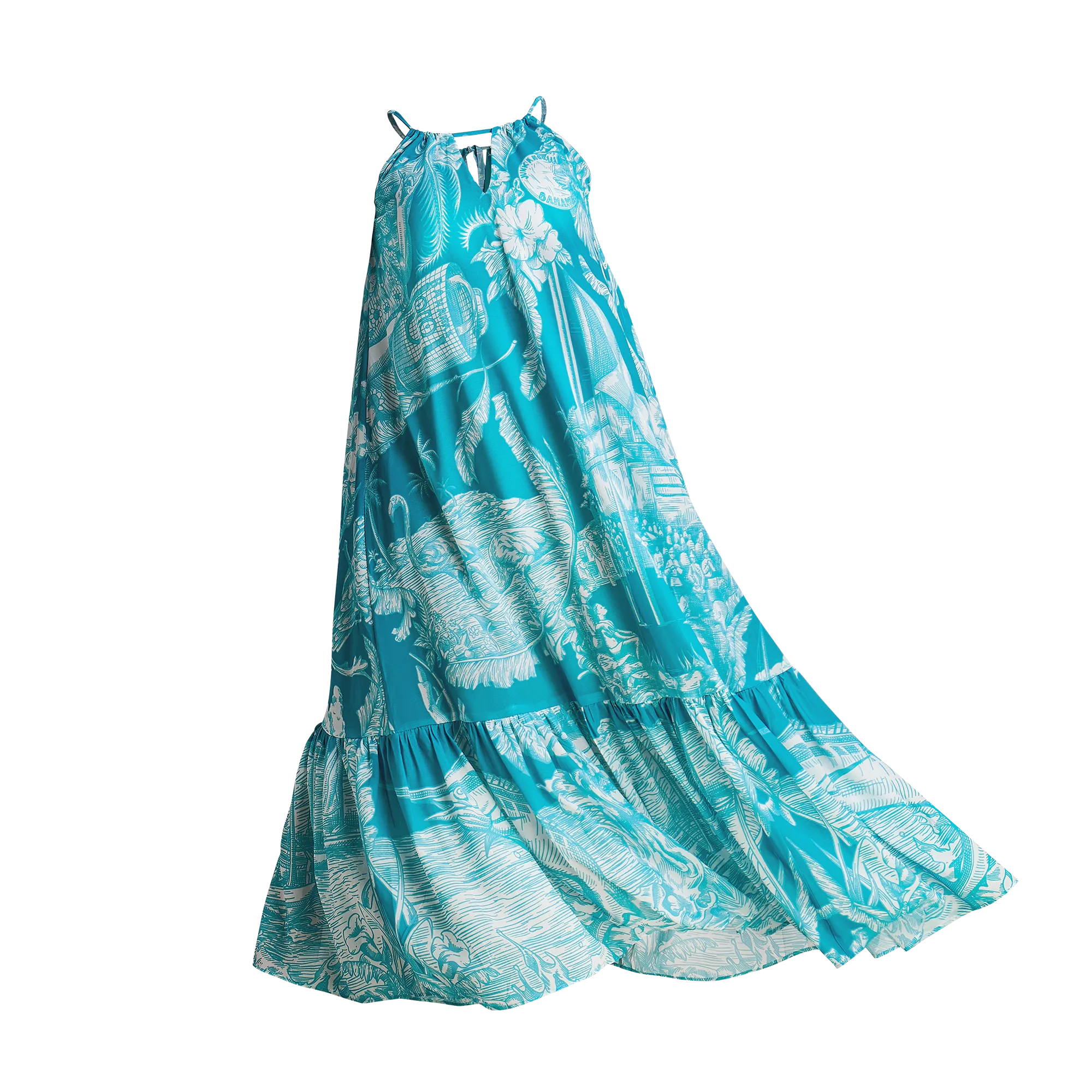 50TH INDEPENDENCE MAXI DRESS-AQUA