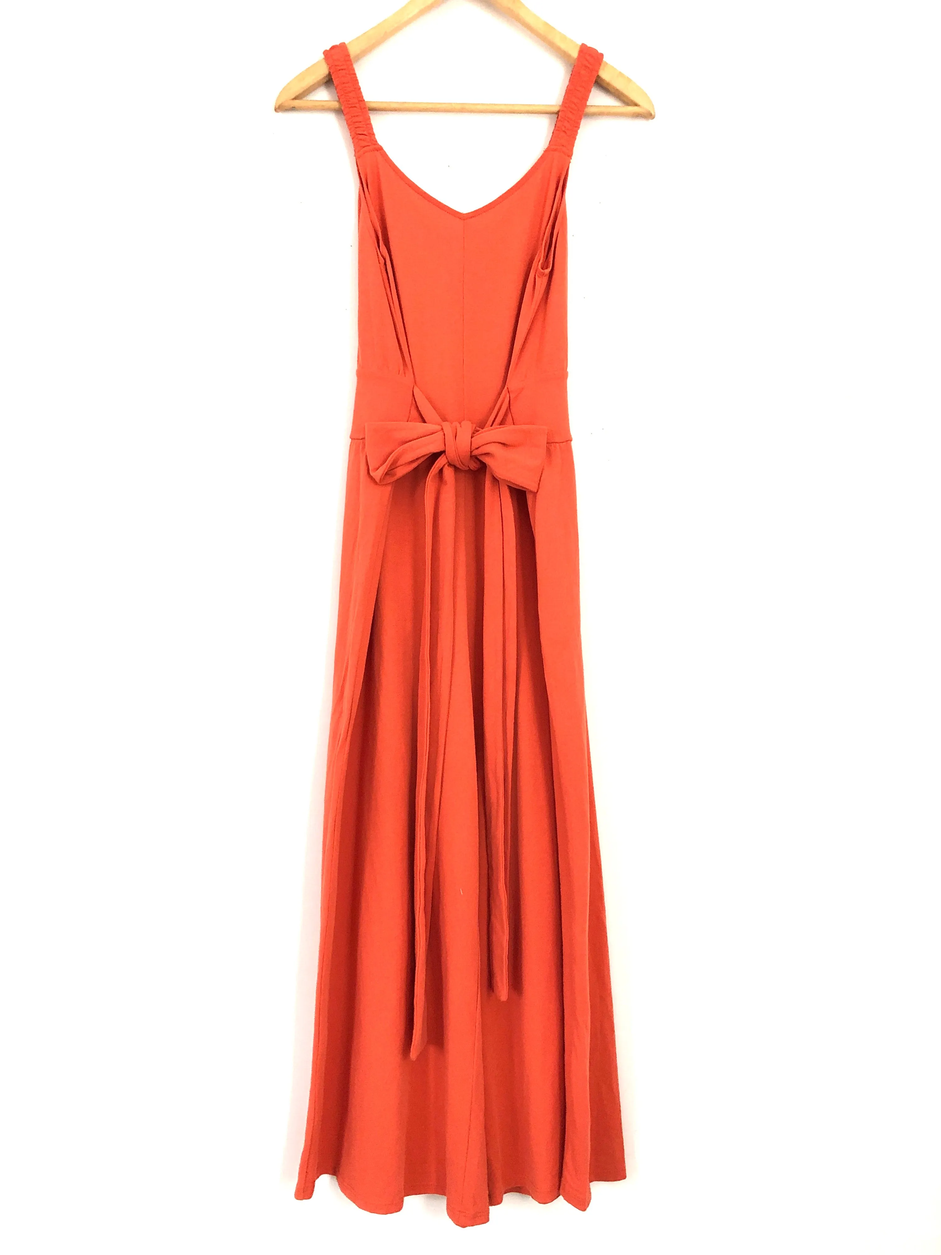 ABLE (Live Fashionable) Tank V-neck Crop Jumpsuit in Blood Orange- Size S