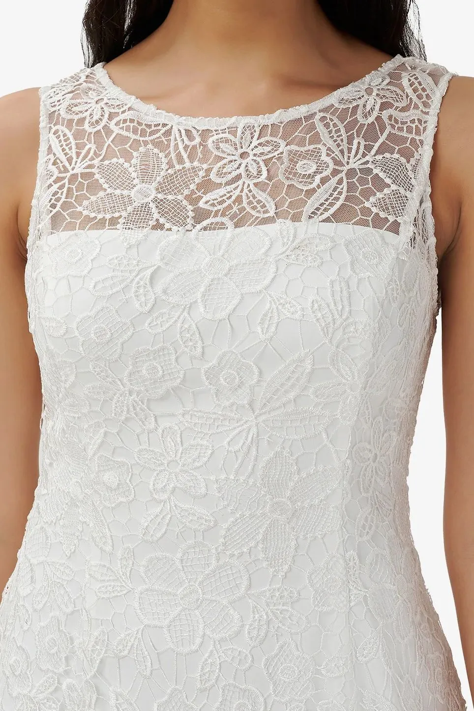 Adrianna Papell AP1D104751 Short Sleeveless Lace Cocktail Dress