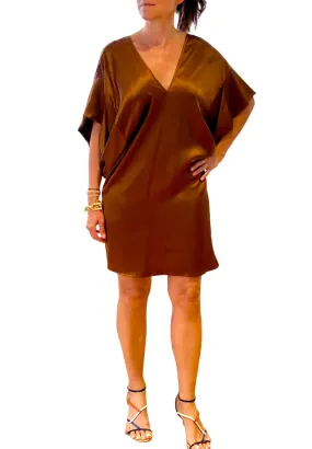 Alison Bronze Silk Short Dress