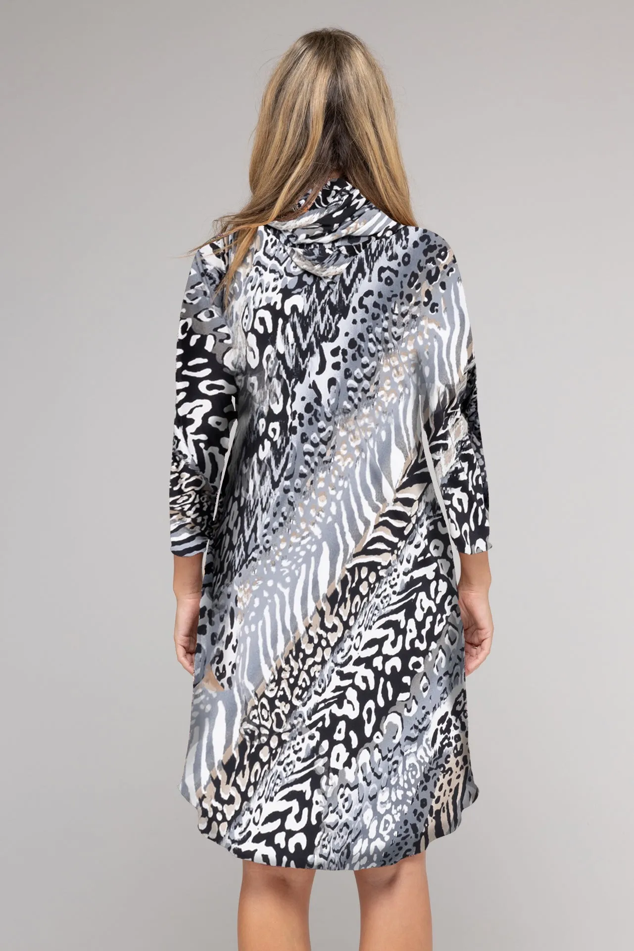 Animal Print 3/4 Sleeve Jersey Shift Dress