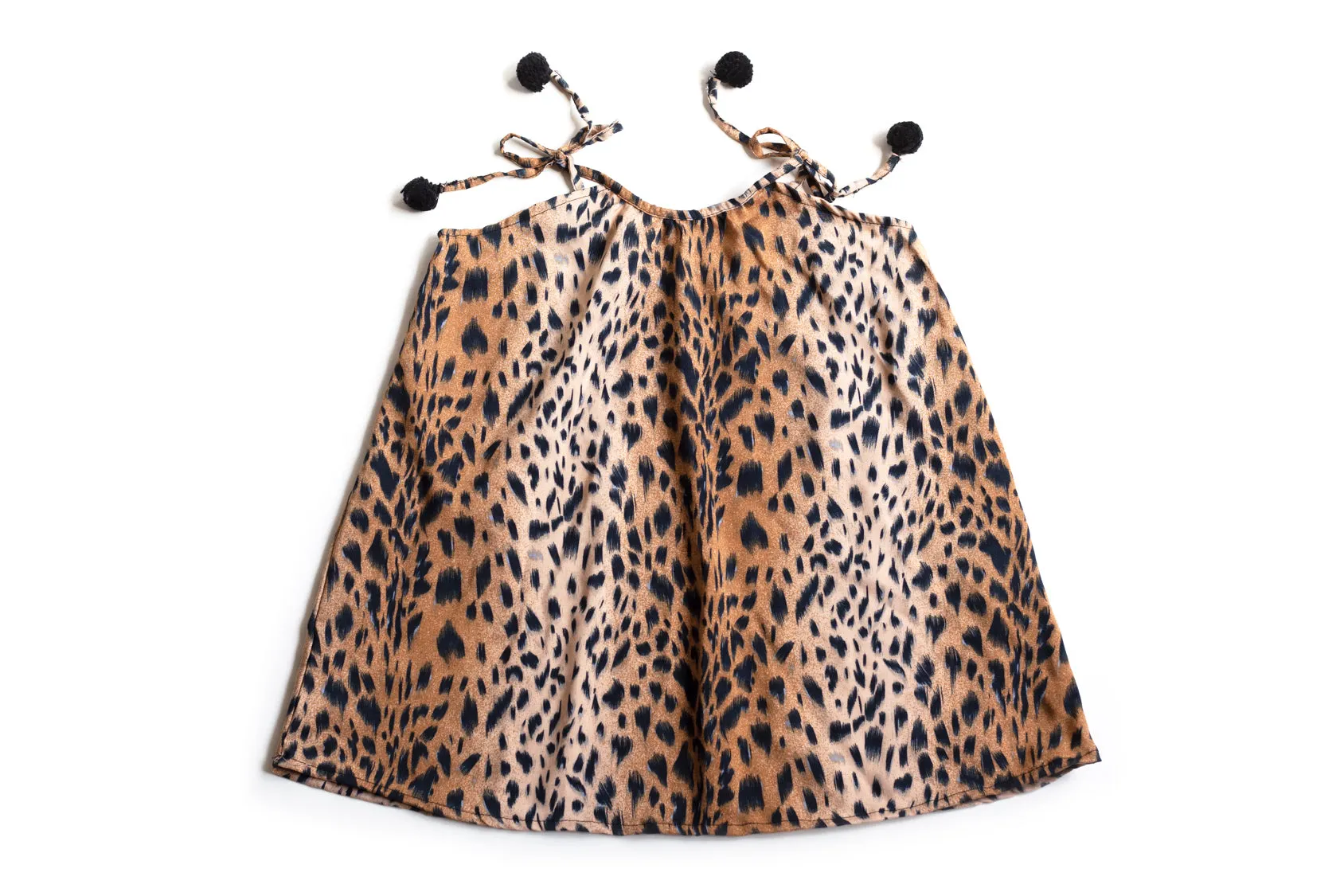 Animal Print Pom Pom Dress for Girls | Cheetah