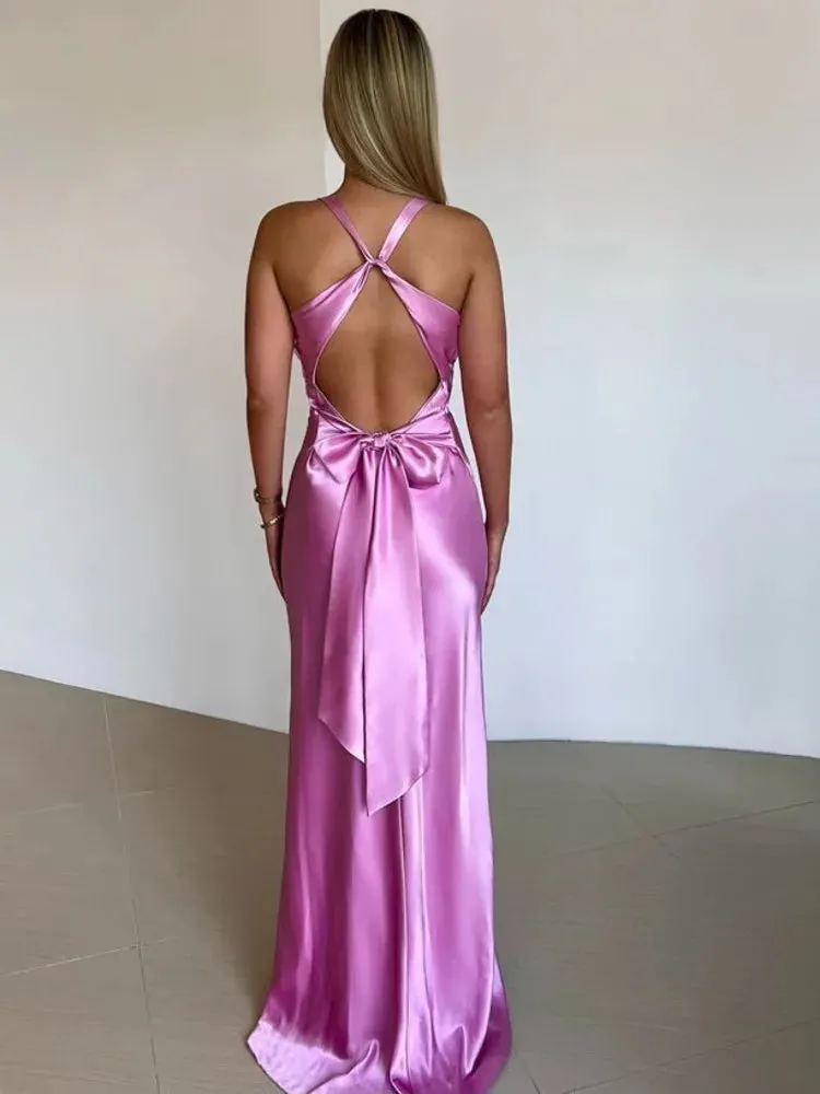 Ann May - Elegant satin silk dress