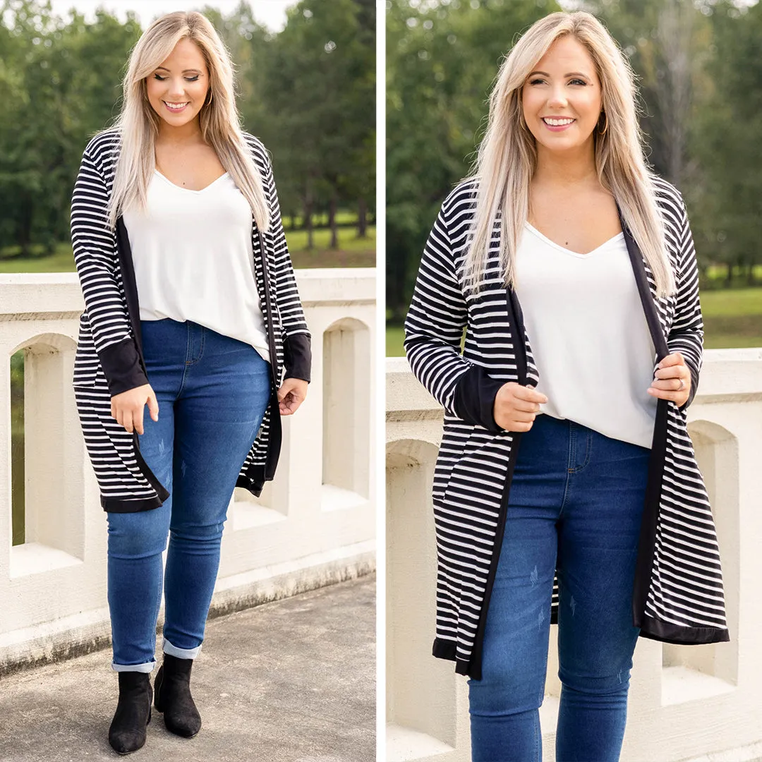 At Least For Now Cardigan, Black-Ivory