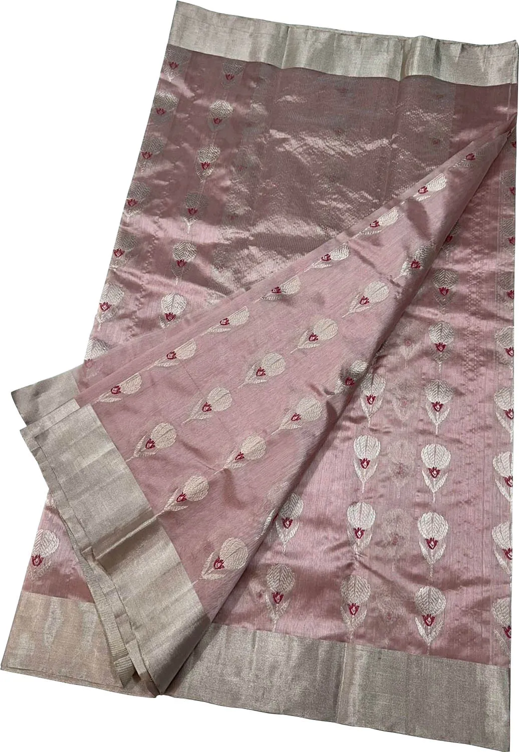 Beautiful Pink Chanderi Silk Saree