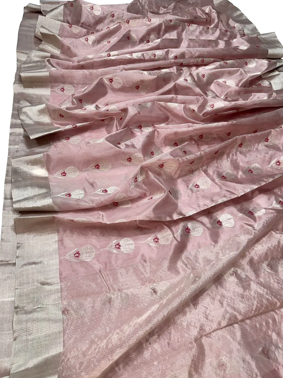 Beautiful Pink Chanderi Silk Saree