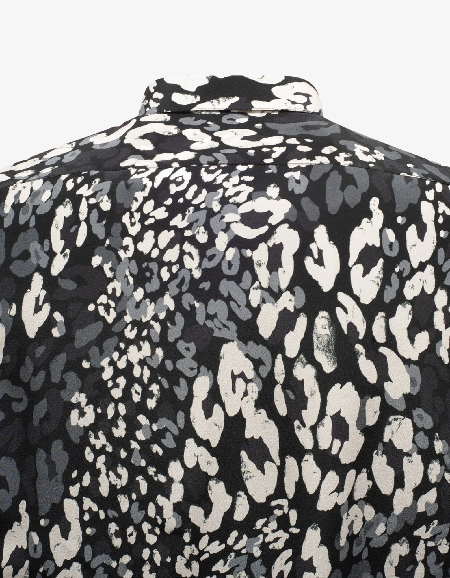 Black Leopard Print Silk Shirt -