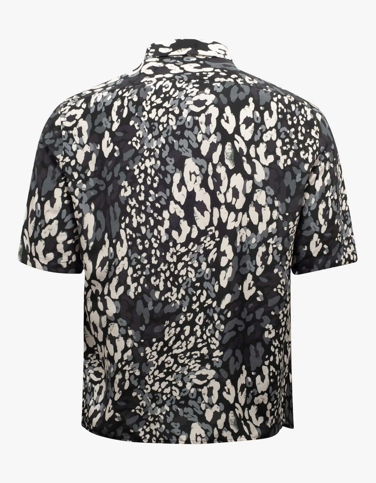 Black Leopard Print Silk Shirt -