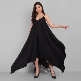 Black Long Alisha Handkerchief Dress