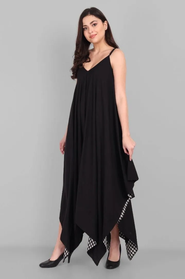 Black Long Alisha Handkerchief Dress