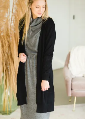 Black Open Front Pocket Cardigan - FINAL SALE