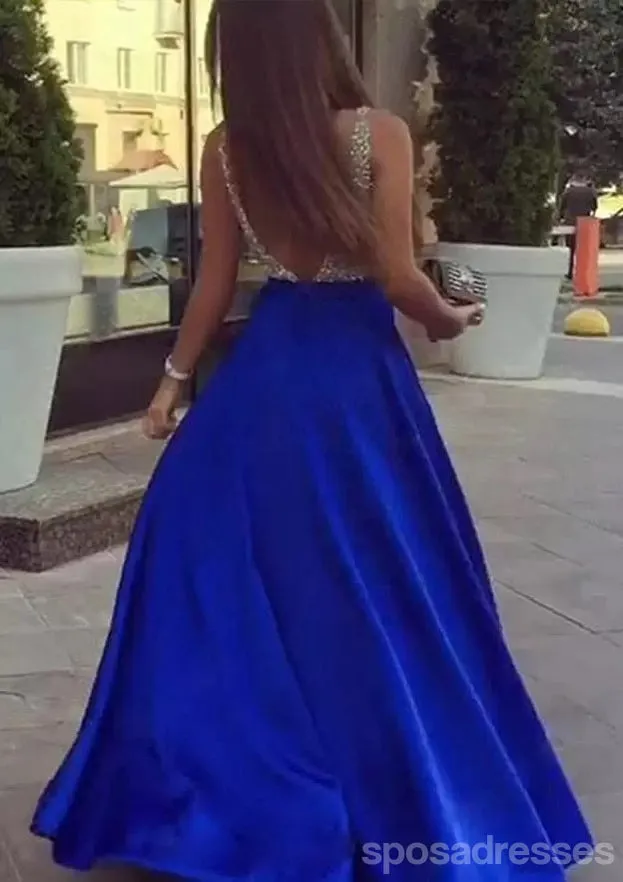 Blue A-line V-neck Cheap Long Prom Dresses Online,Dance Dresses,12909