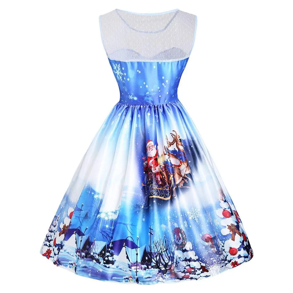 Blue and White Christmas Party Dress