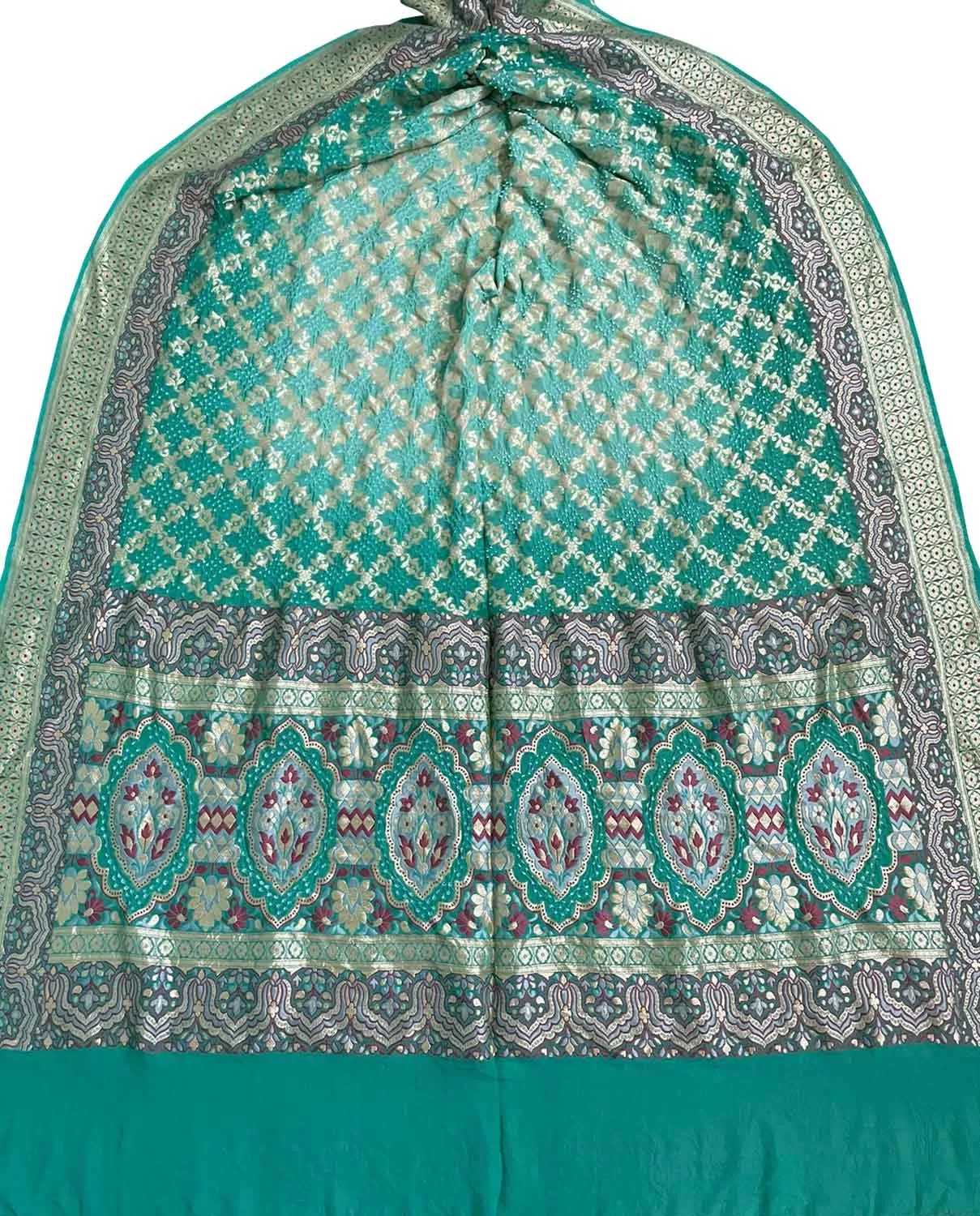 Blue Banarasi Bandhani Pure Georgette Dupatta