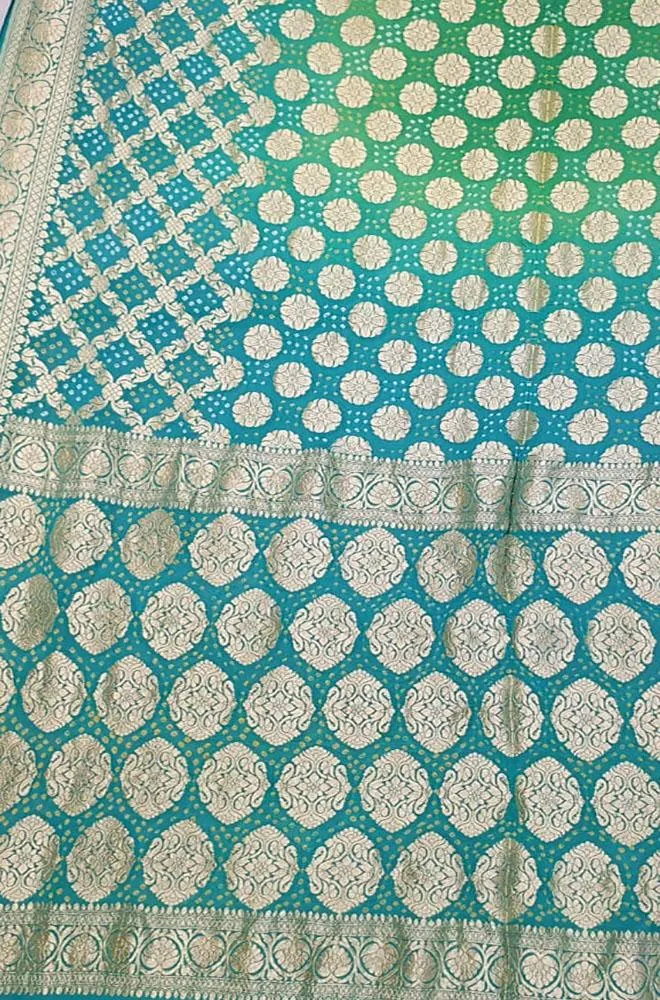 Blue Banarasi Bandhani Pure Georgette Saree