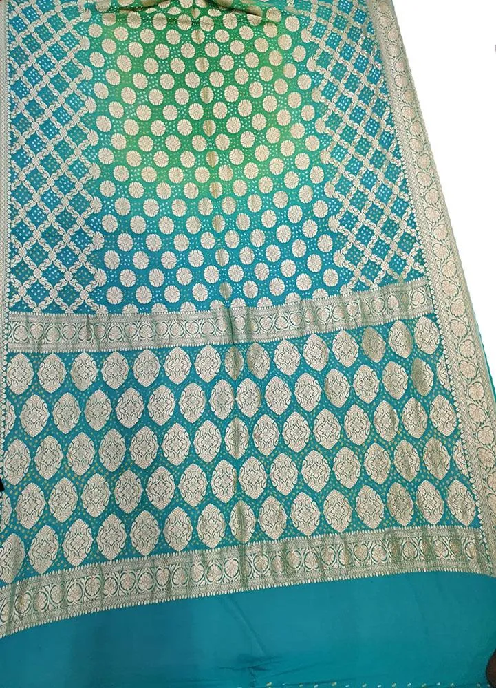 Blue Banarasi Bandhani Pure Georgette Saree