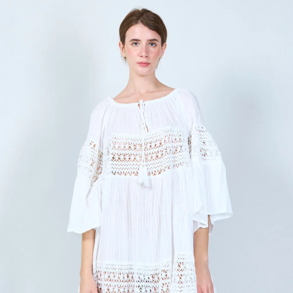 Boho crochet tunic midi dress wholesale