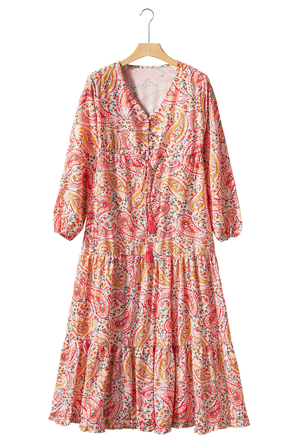 Boho Tiered Long Sleeve Maxi Dress