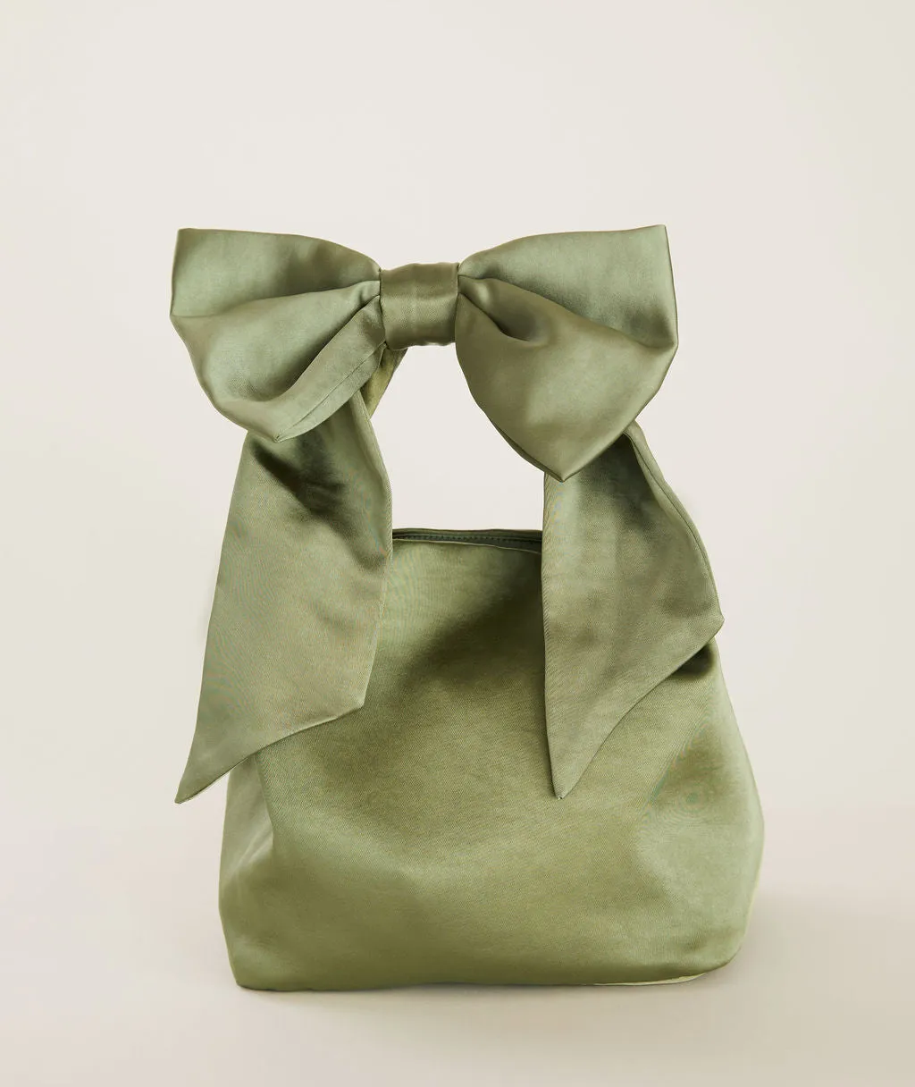 Bow Detail Satin Pouch Bag