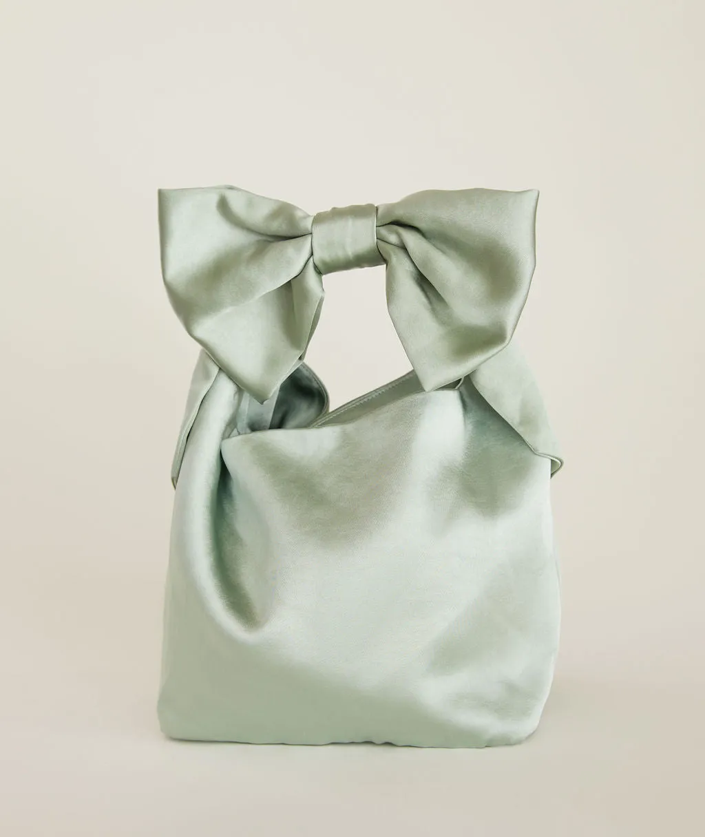 Bow Detail Satin Pouch Bag