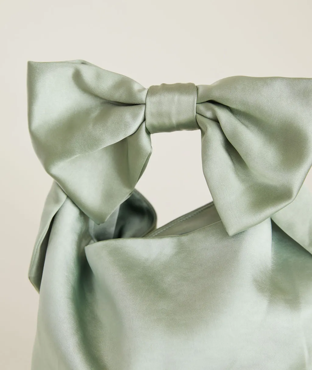 Bow Detail Satin Pouch Bag