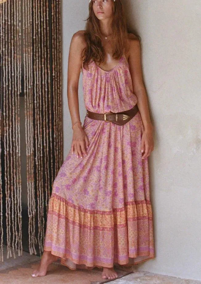 Cha Cha Village Strappy Maxi Dress in Sunrise