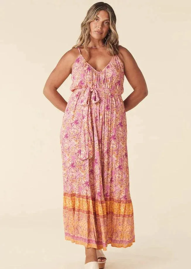 Cha Cha Village Strappy Maxi Dress in Sunrise