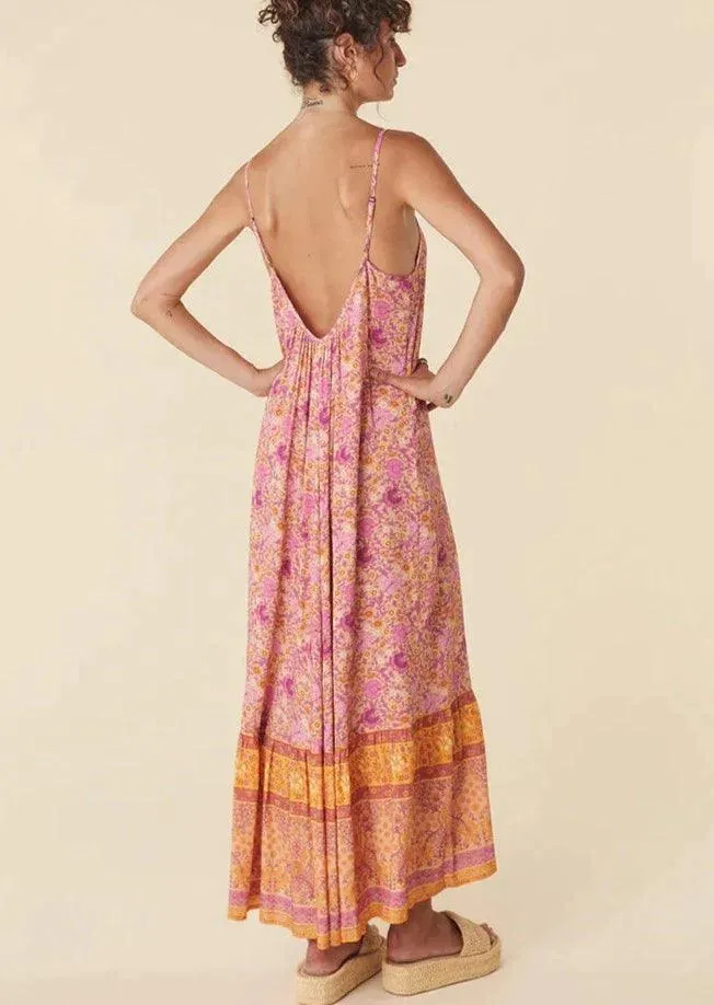 Cha Cha Village Strappy Maxi Dress in Sunrise