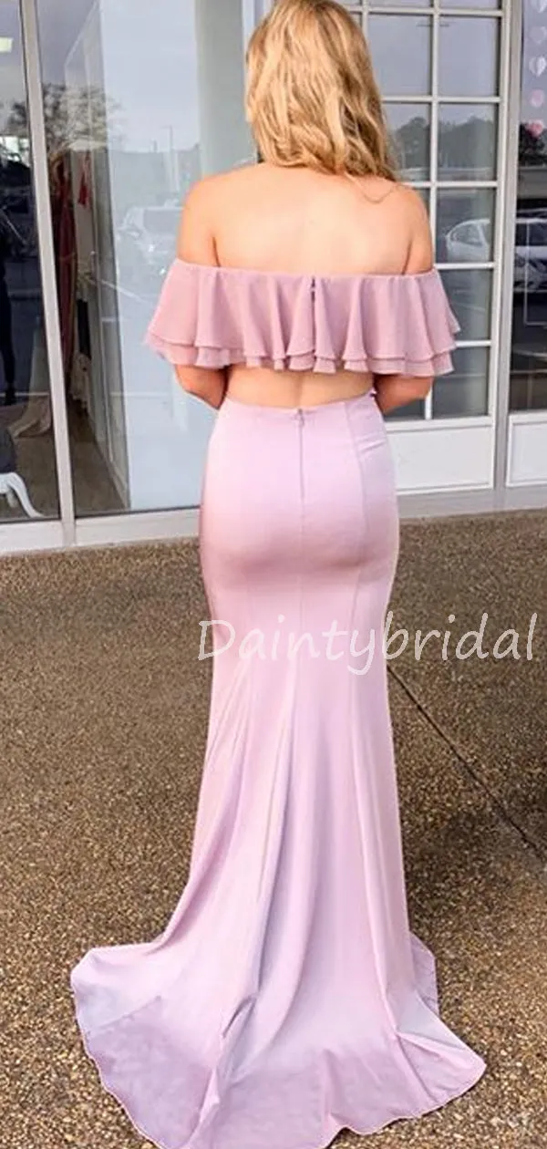 Charming Straight Mermaid Side Slit Long Prom Dresses Evening Dresses.DB10597