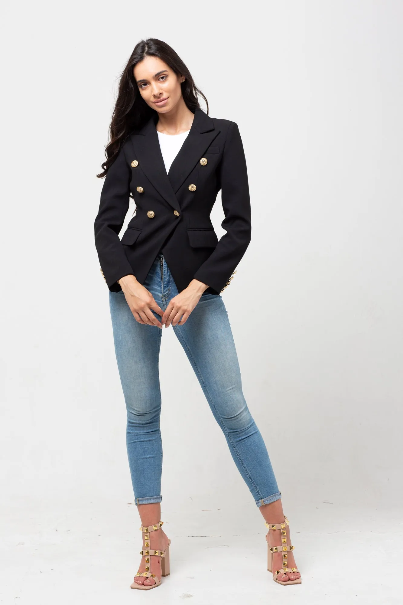 CLASSIC GOLD BUTTON BLAZER BLACK