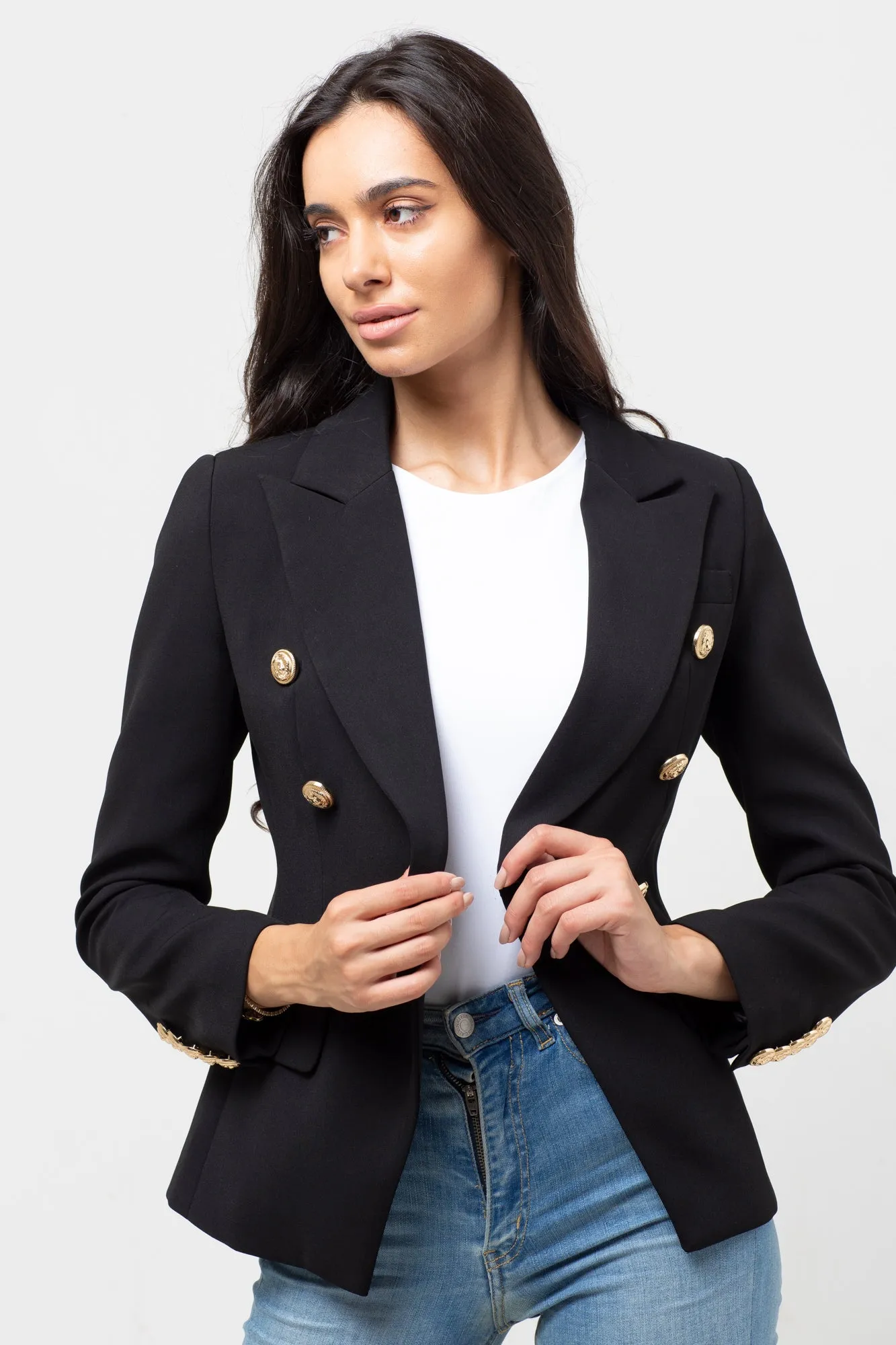 CLASSIC GOLD BUTTON BLAZER BLACK