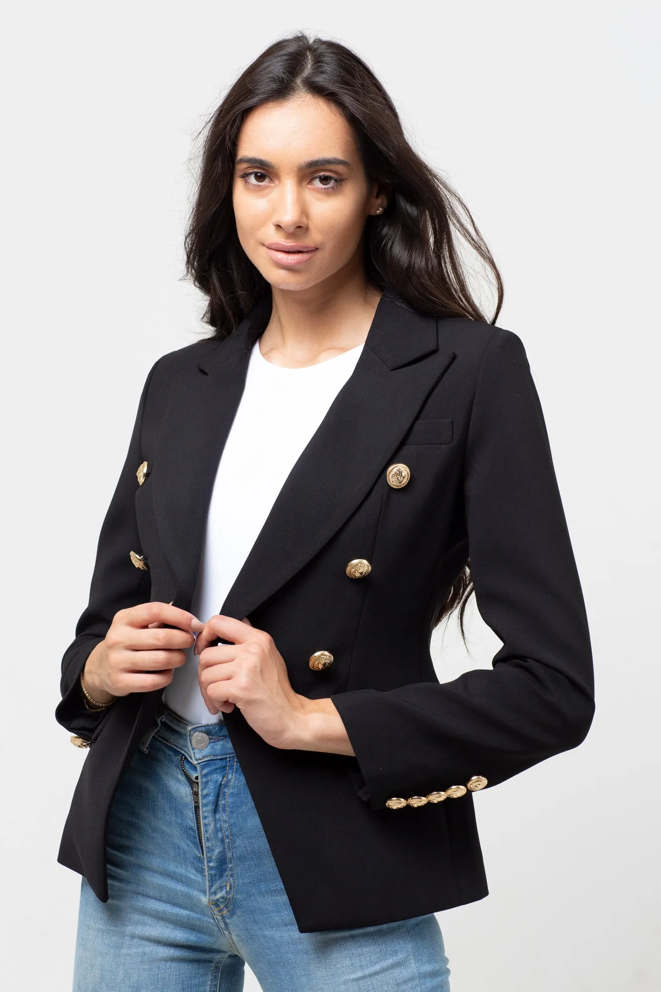 CLASSIC GOLD BUTTON BLAZER BLACK