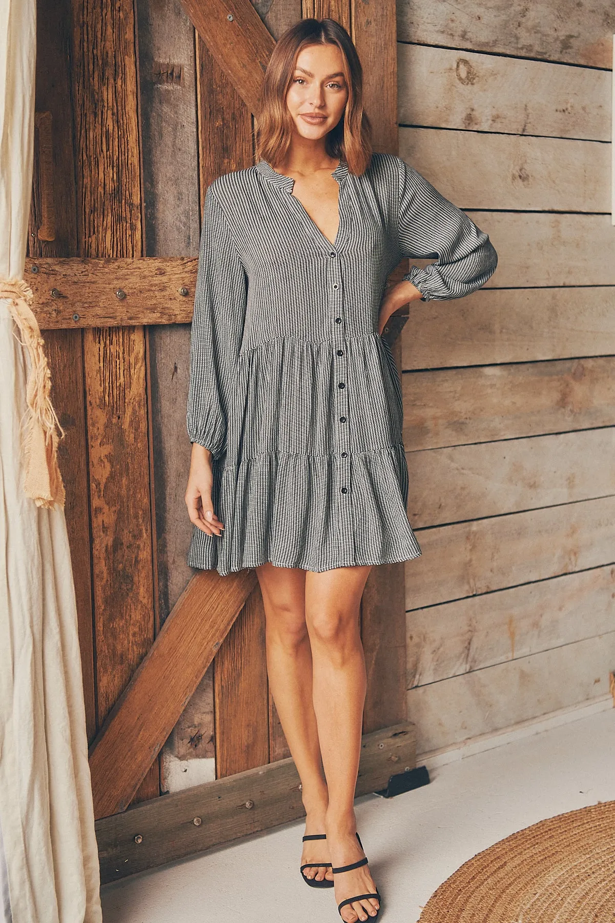 Clementine Long Sleeve Button Shirt Dress