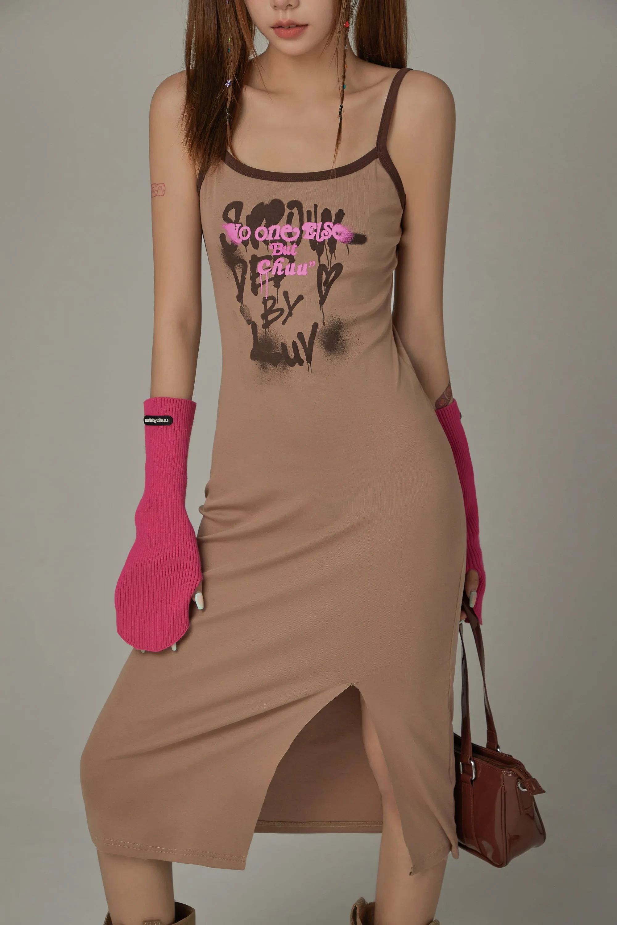 Collab Logo Line Color Long Sleeveless Dress