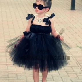 Cool Black Tulle Little Girl Dresses, Affordable Flower Girl Dresses, Little Black Dress, TYP0623