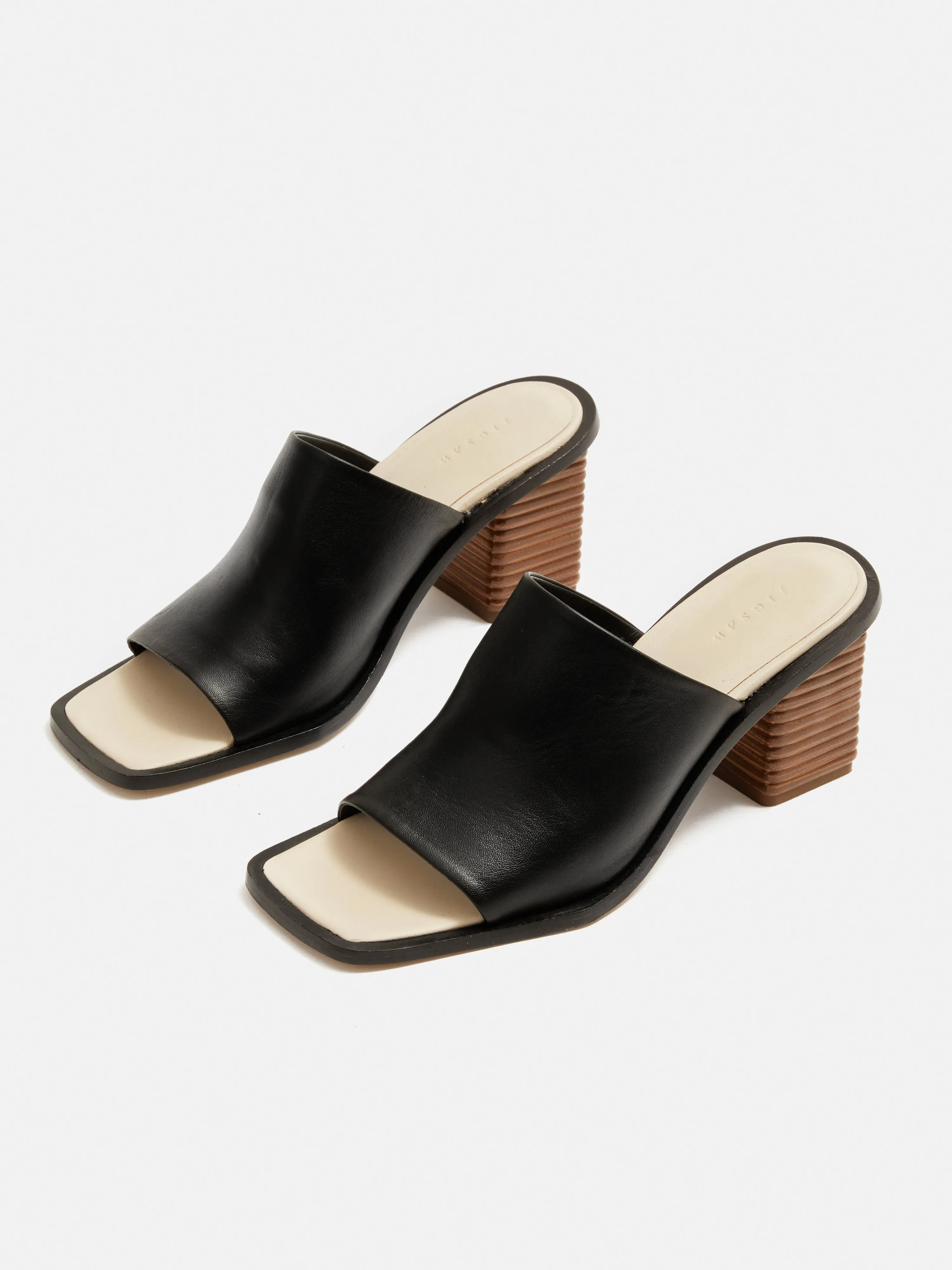 Coop Stacked Heel Leather Mule | Black