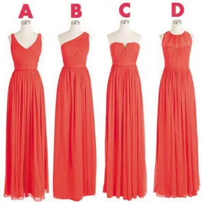 coral bridesmaid dresses long chiffon mismatched cheap elegant custom wedding guest dresses 2020