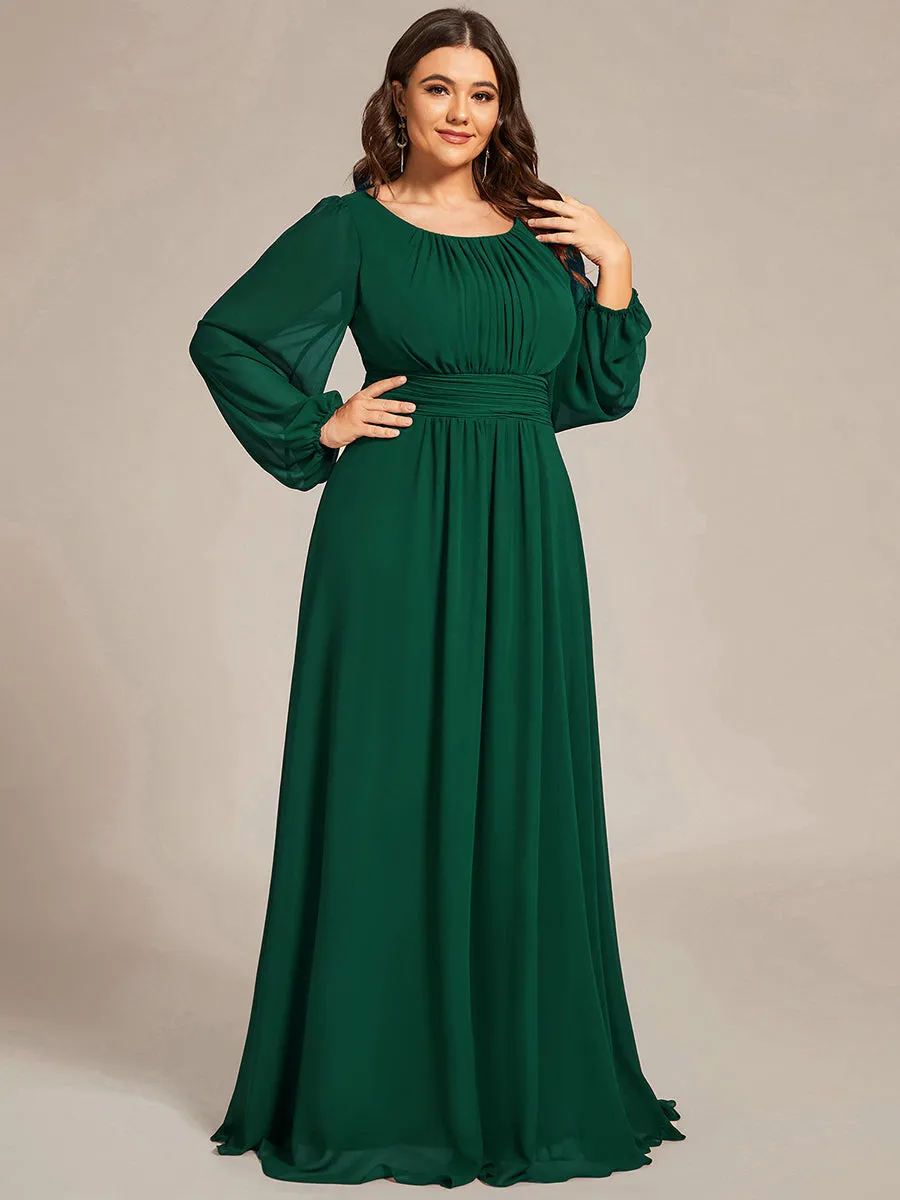 Custom Size Round Neck Wholesale Bridesmaid Dresses with Long Lantern Sleeves