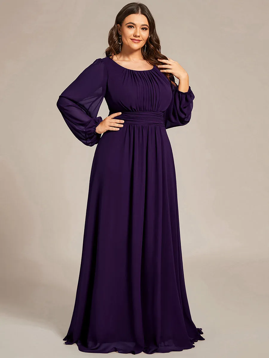 Custom Size Round Neck Wholesale Bridesmaid Dresses with Long Lantern Sleeves