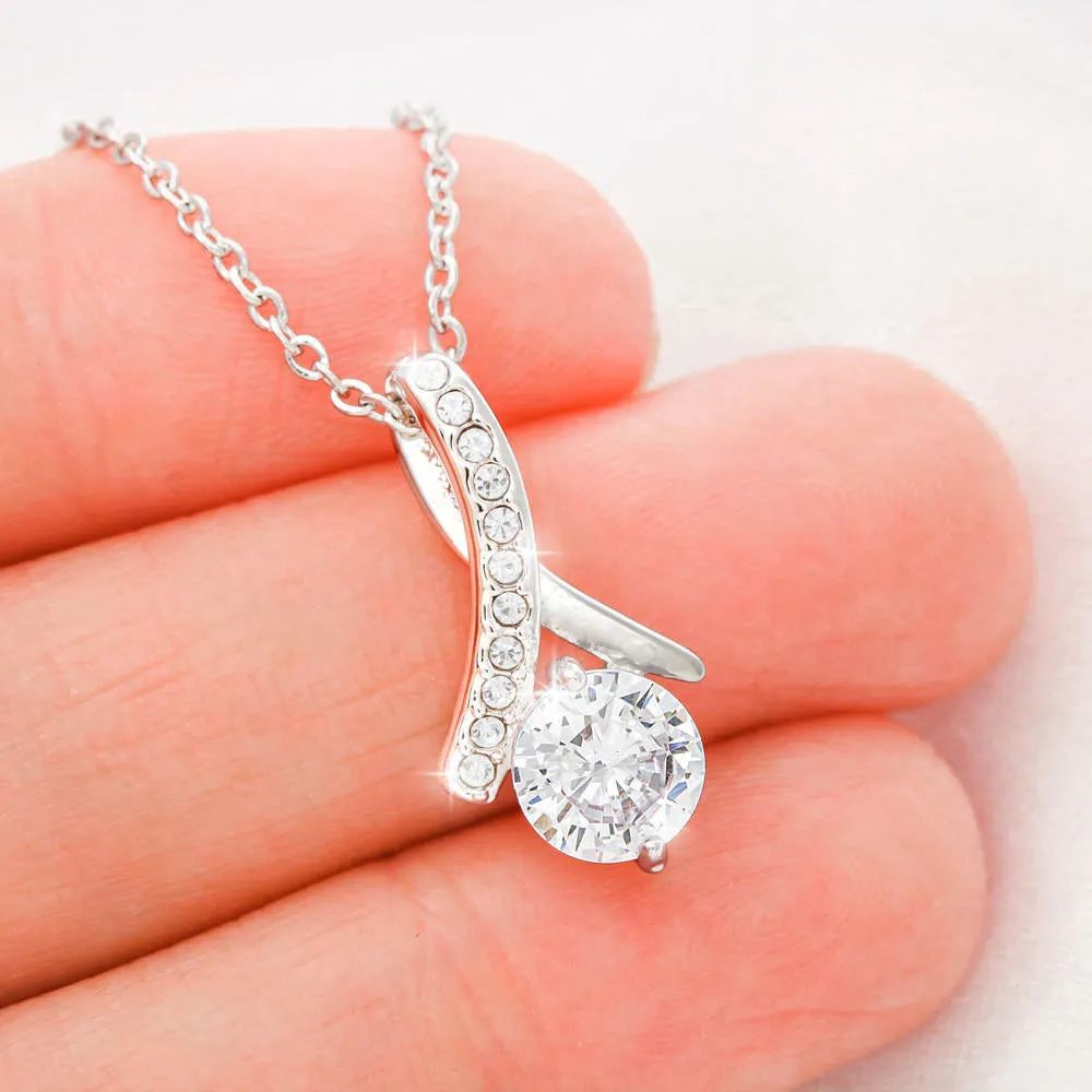 Dad To Daughter 7mm Round Cut Cubic Zirconia Necklace With Custom Photo Marry Christmas Message Card