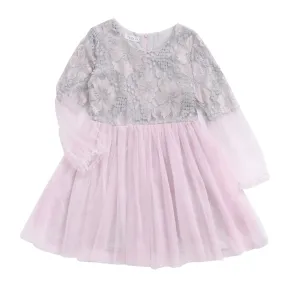 Dazling Pink & White Full Sleeve Girls Dress