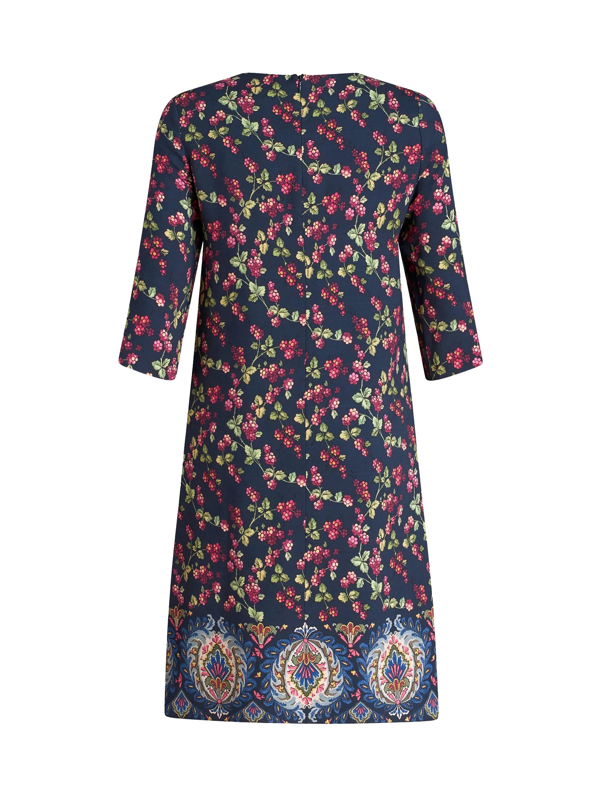 Dress - Navy Blue/Berry Print