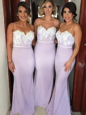 dusty purple mermaid bridesmaid dresses long 2020 lace appliqué elegant wedding guest dresses