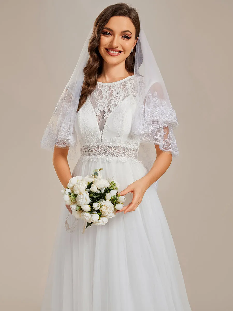 Elegant Hollow Lace Round Neck Wholesale Wedding Dresses