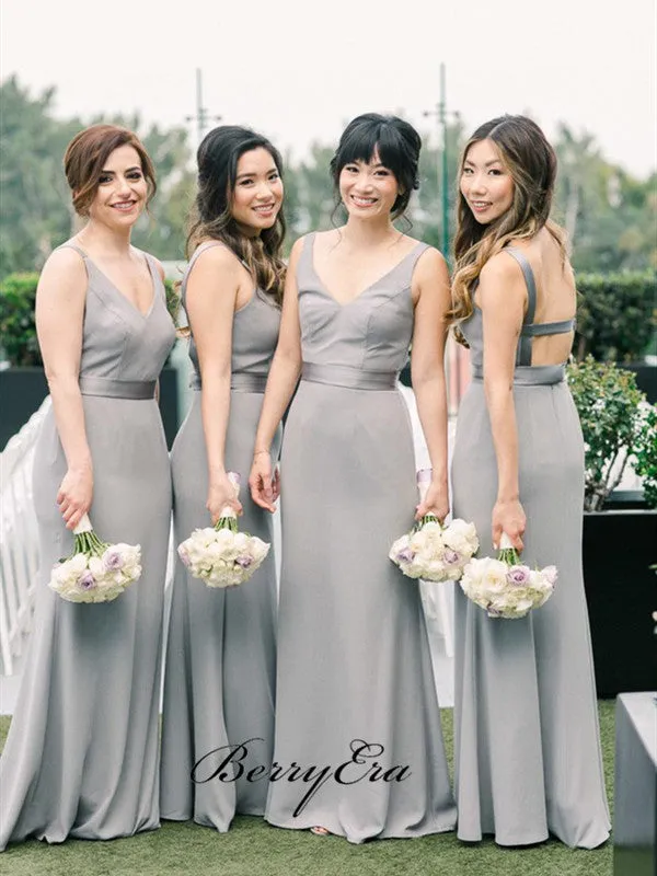 Elegant Popular Bridal Bridesmaid Dresses, Fancy Straps Bridesmaid Dresses