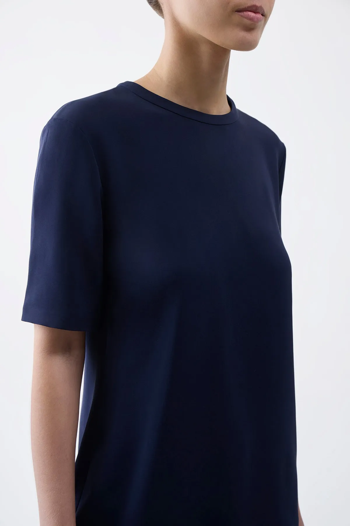 Elisa Top in Navy Silk Crepe