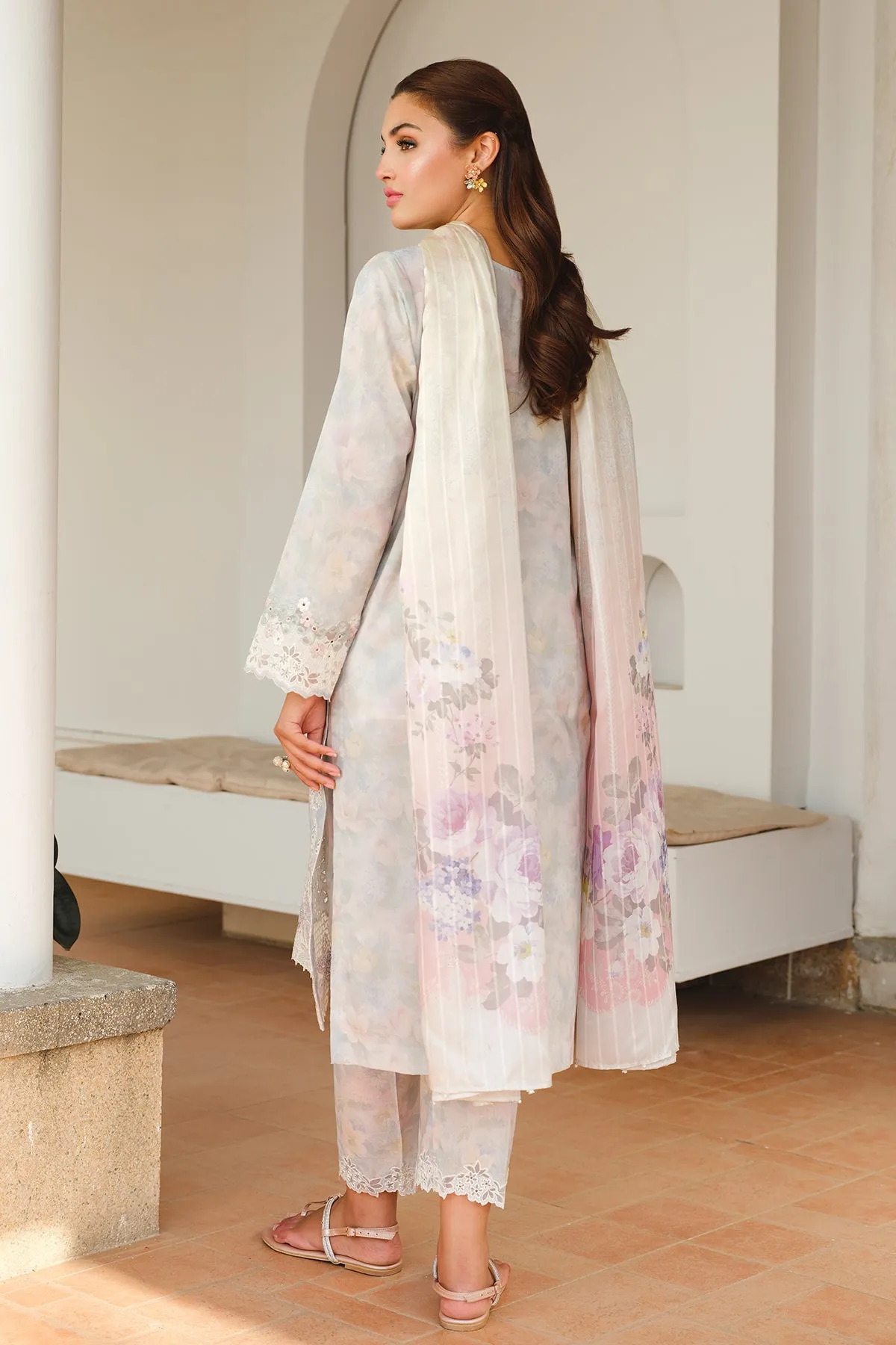 EMBROIDERED PRINTED LAWN UF-657